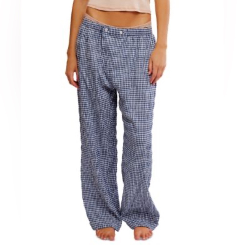 NWT FREE PEOPLE Women's Cloud Ten Check-Print Pajama Pants